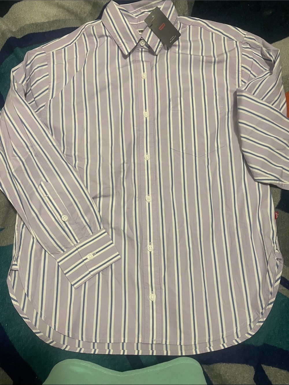 Levi's Lavender and White Striped Button-Down Shirt